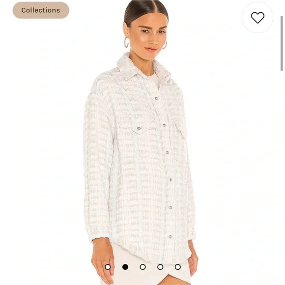 IRO NEW Marsh Metallic Ecru Silver Tweed Shacket Shirt Jacket 38 - Picture 5 of 15